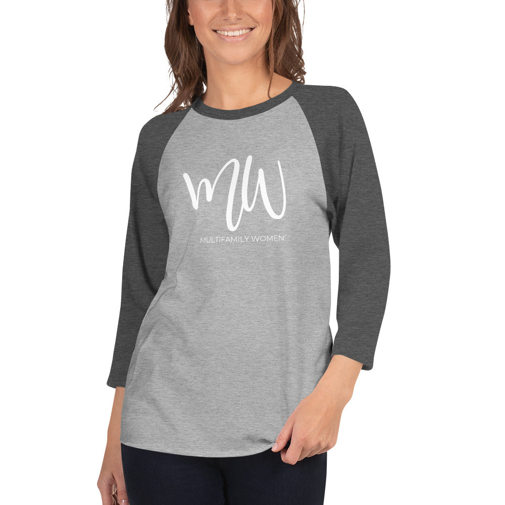 The Midnight Maven - 3/4 Sleeve Raglan Shirt with Light Logos by Multifamily Women®