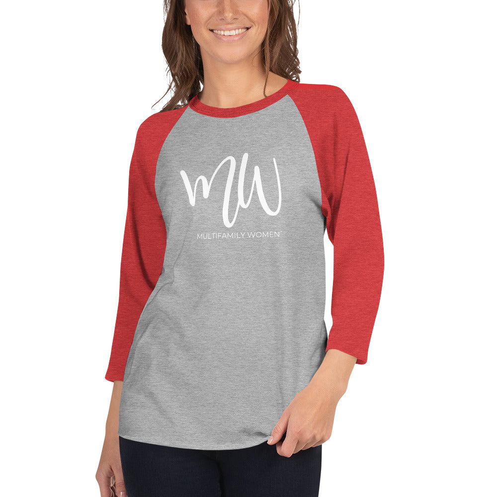 The Midnight Maven - 3/4 Sleeve Raglan Shirt with Light Logos by Multifamily Women®